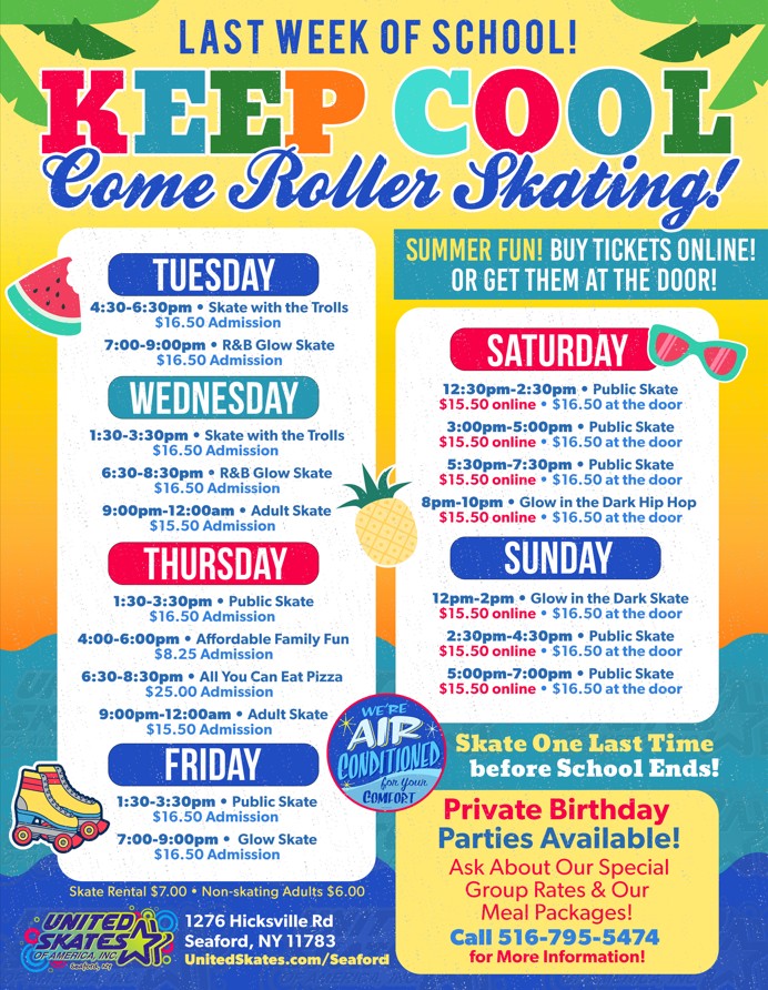 last week of school - come skating at United Skates