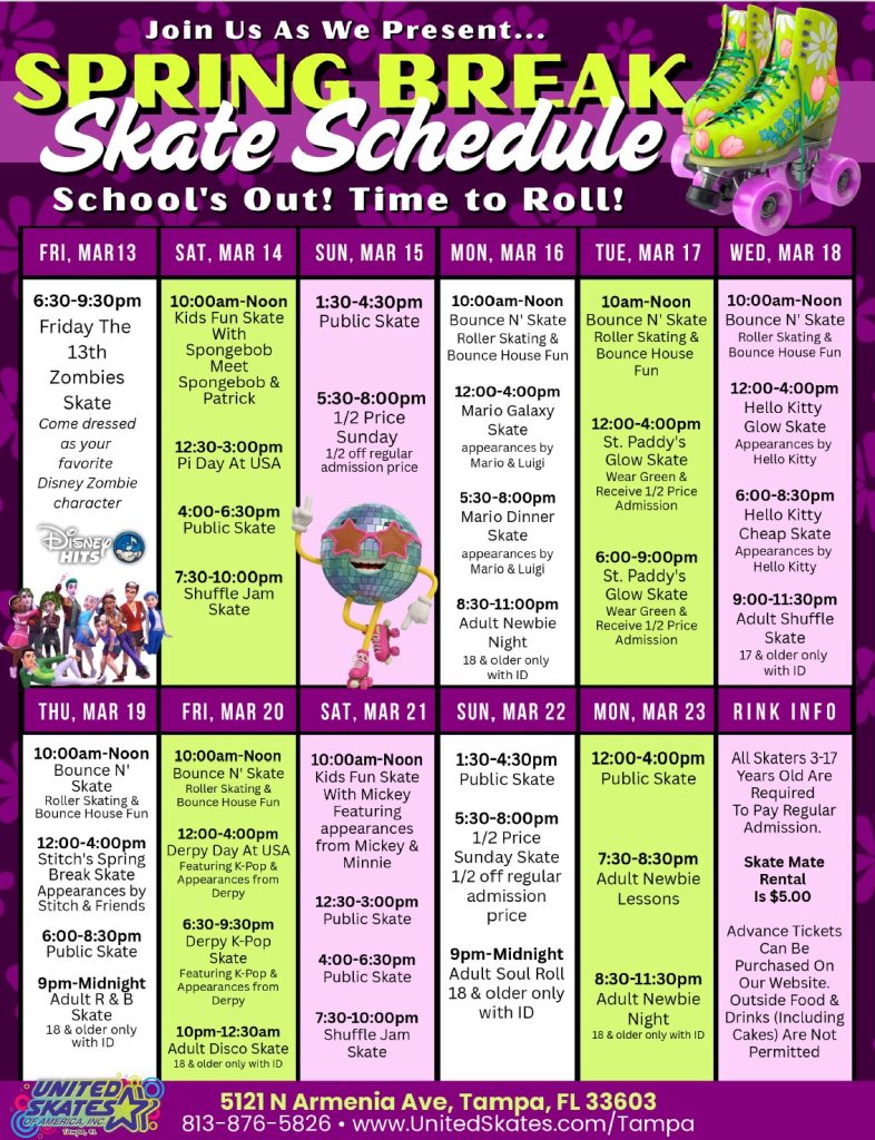 Spring Break School's Out Skating at United Skates in Tampa