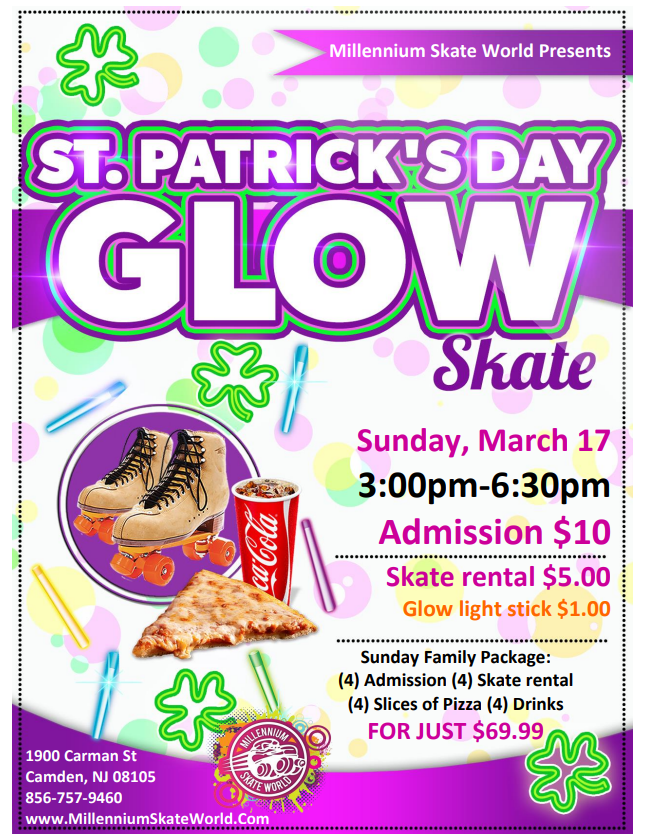 St Patrick's Day GLOW Skate