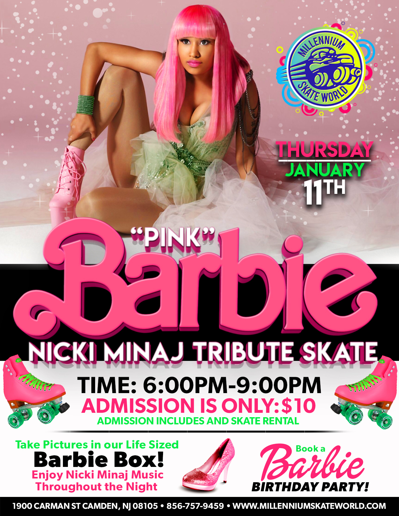 Millennium Skate World Pink Barbie