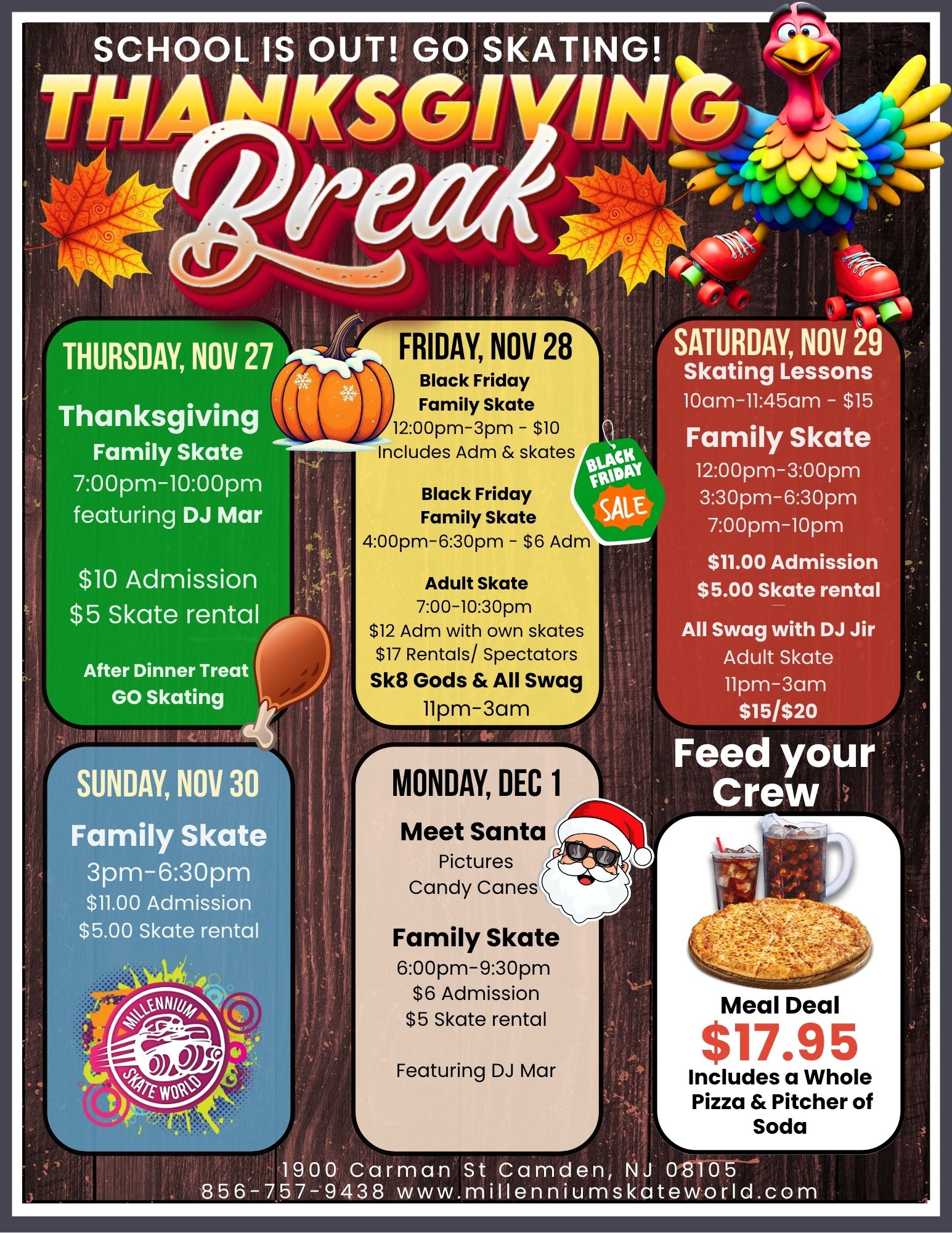 thanksgiving Break 2025 Millennium Skate World