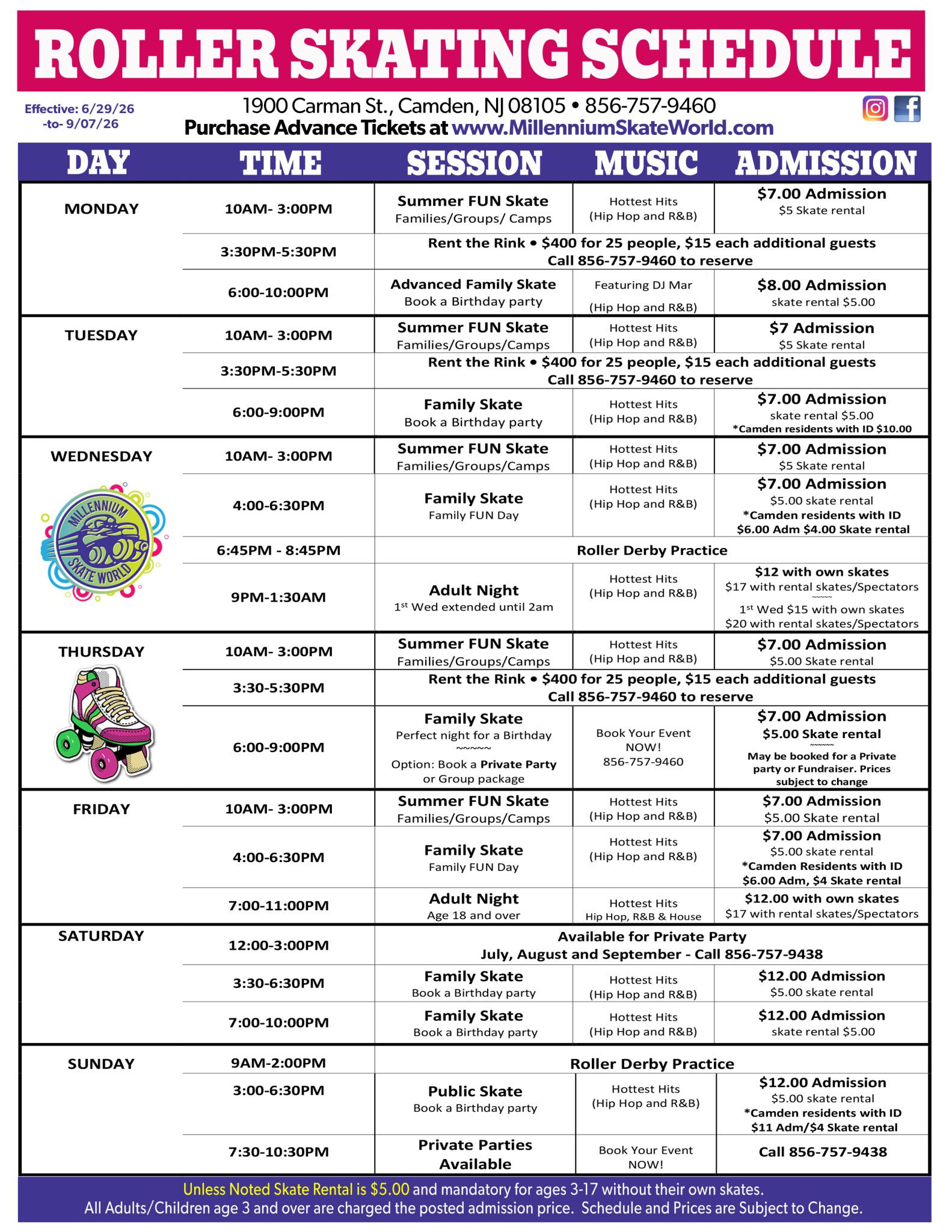Summer Schedule 2026