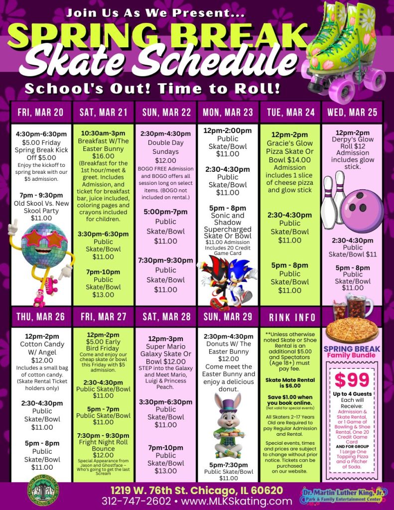 Schools Out Skating for Spring Break at MLK Skating & Bowling