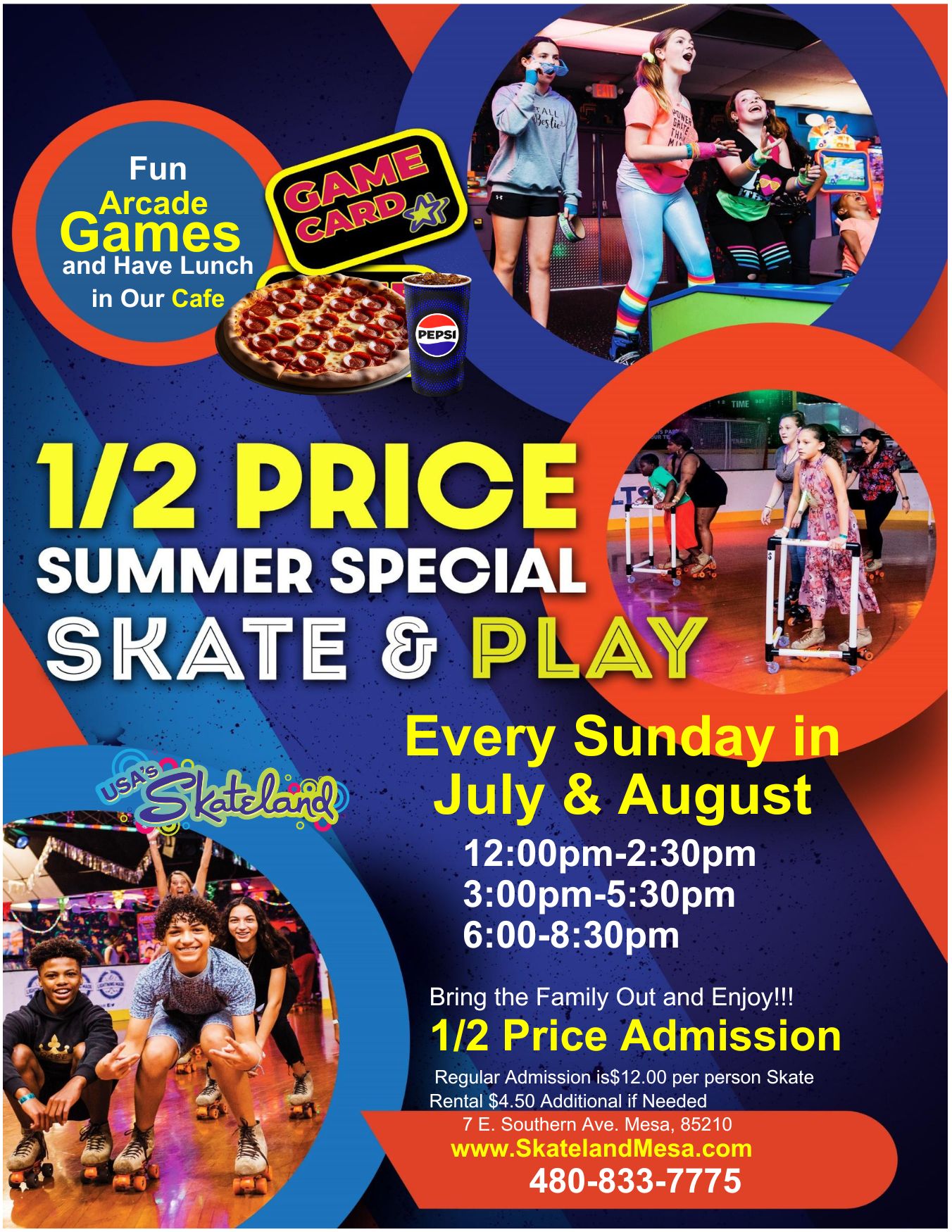 1/2 price skate admission at Skateland Mesa