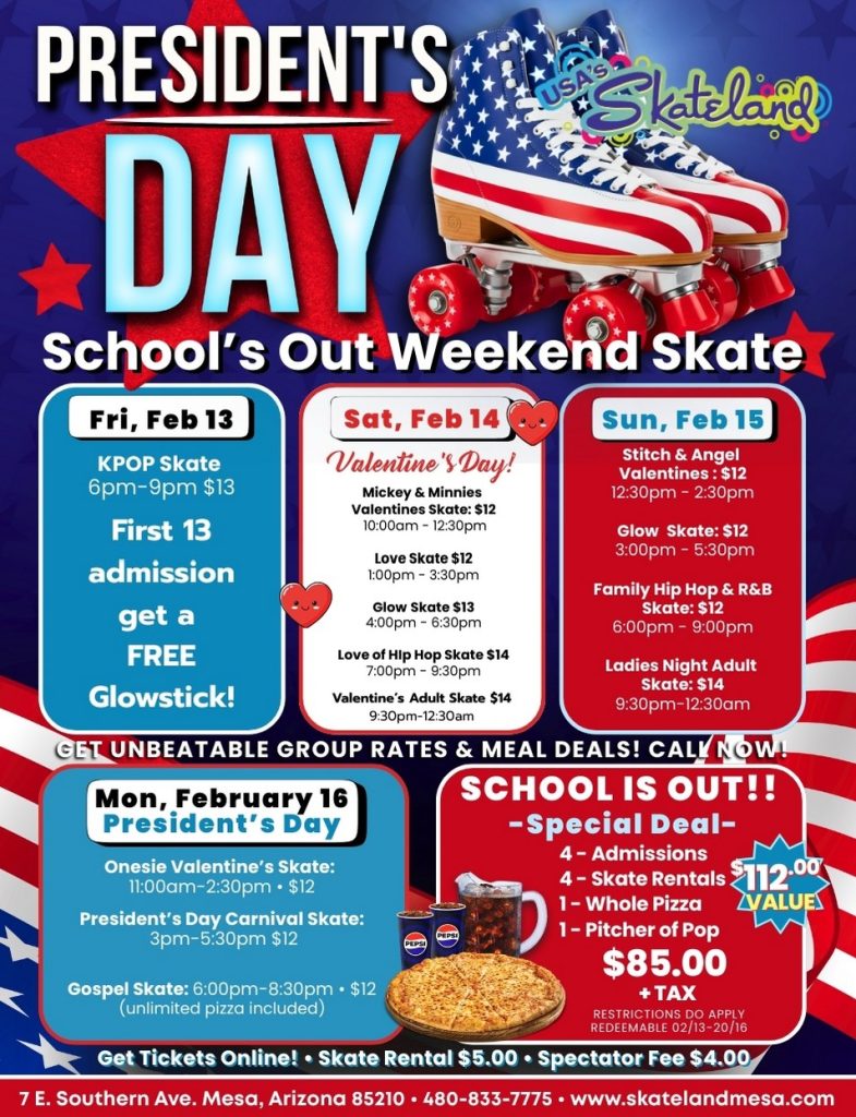 Schools out Presidents Weekend - lets Roller Skate
