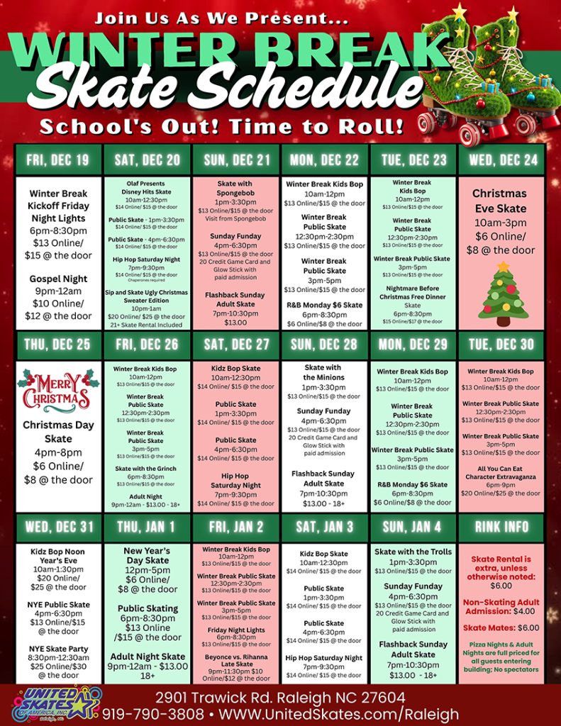 Winter Break 2025 United Skates Raleigh
