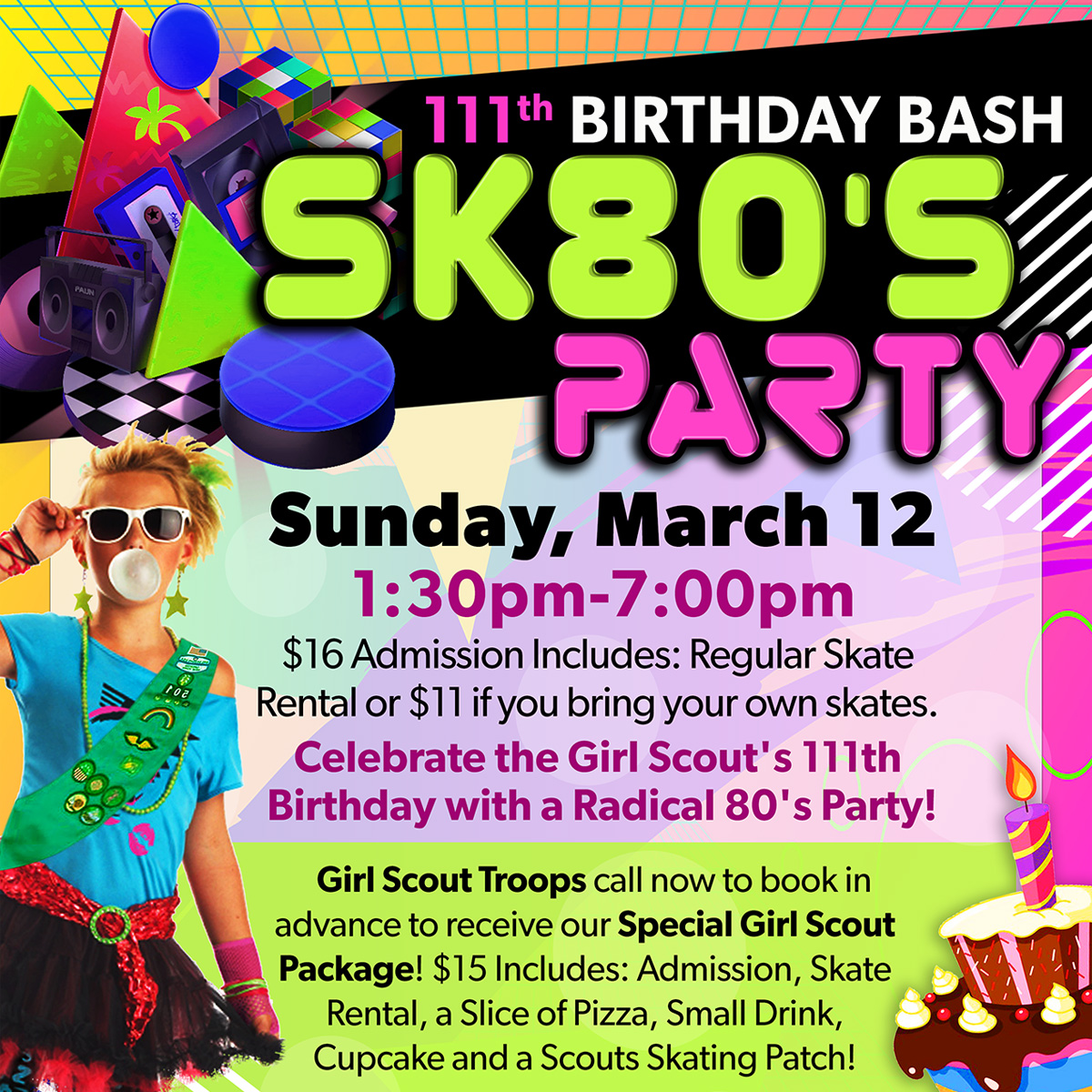 girl scout birthday skate at skate world
