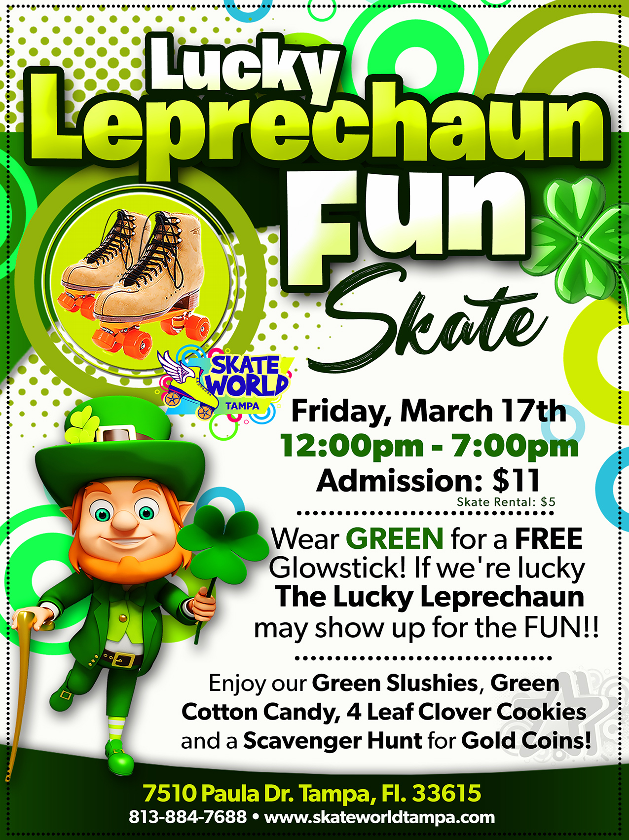 st patricks day skate at skate world