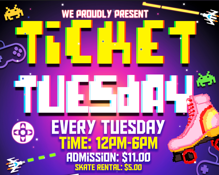 ticket tuesday skate at skate world