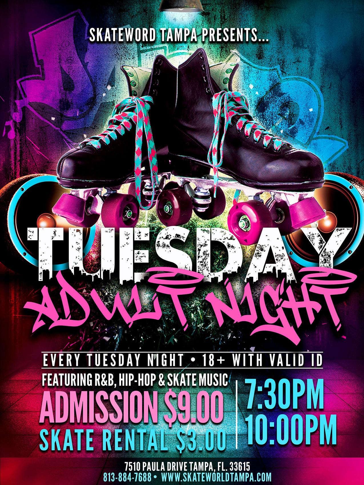 adult night skate at skate world tampa