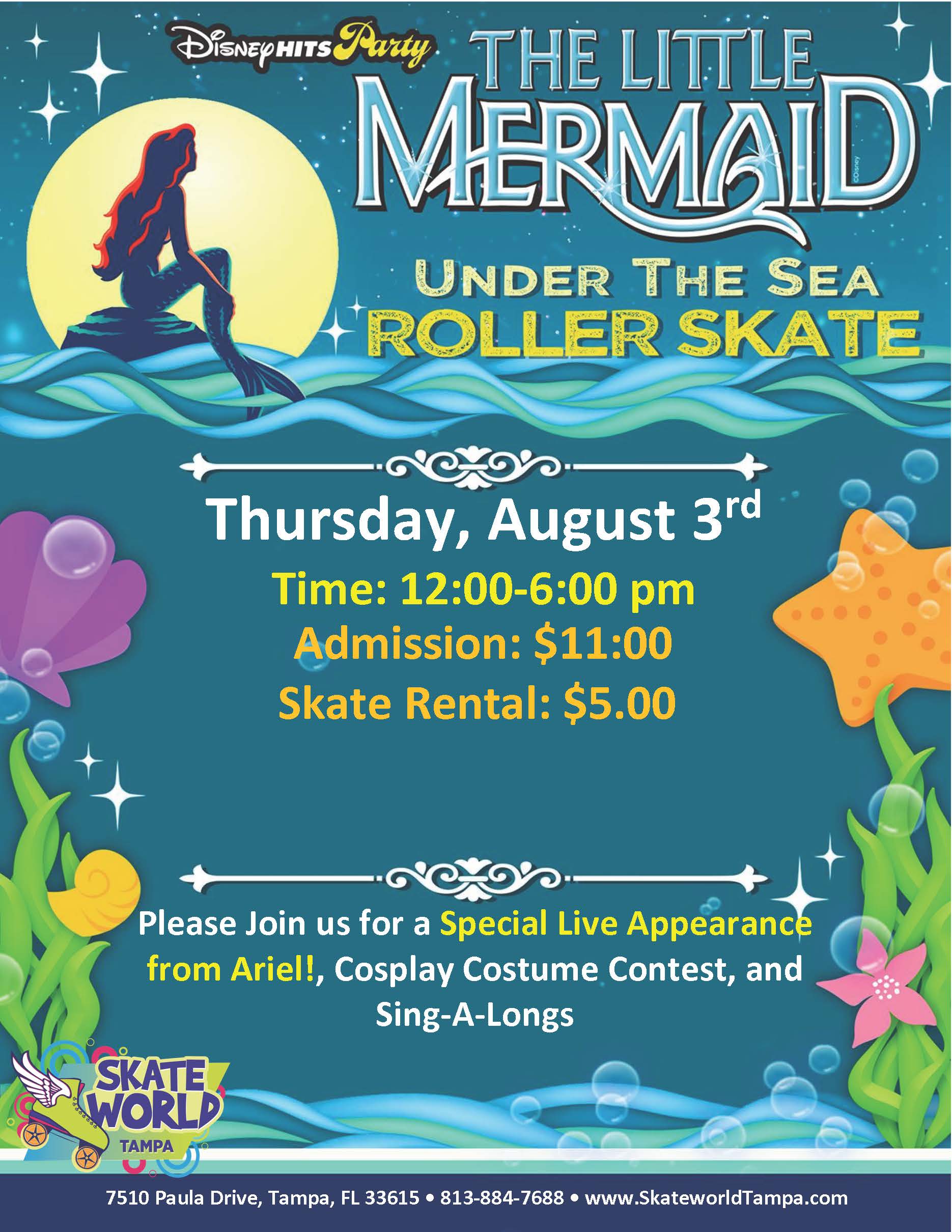 little mermaid skate at skate world tampa