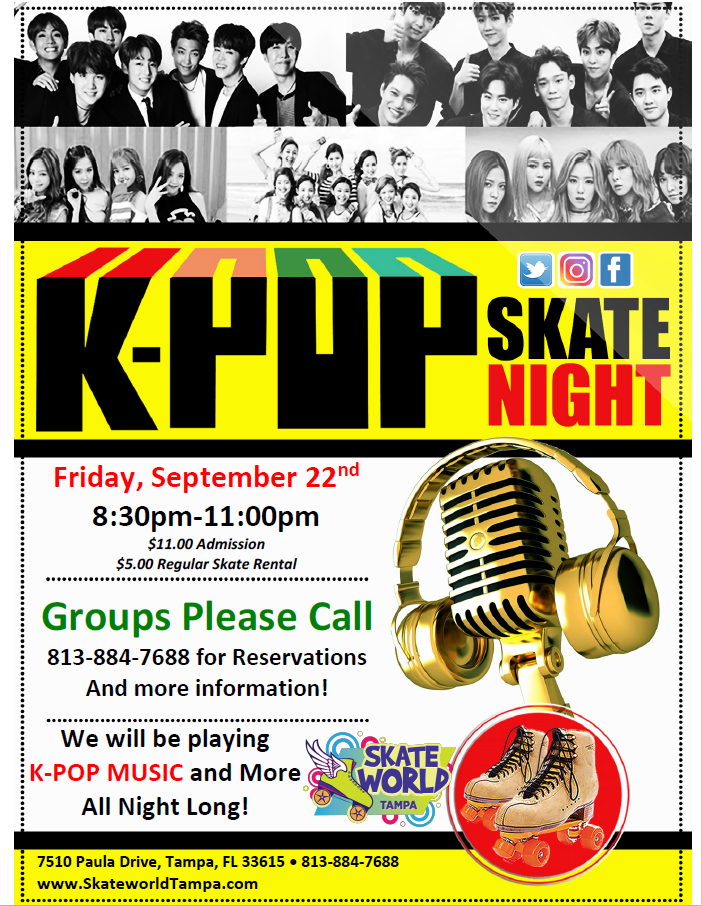 k-pop skate night at skate world tampa