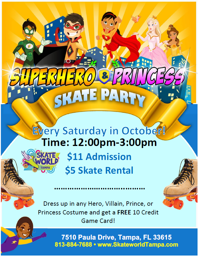 superhero princess skate at skate world tampa