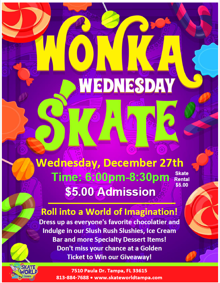 wonka wednesday skate at skate world tampa