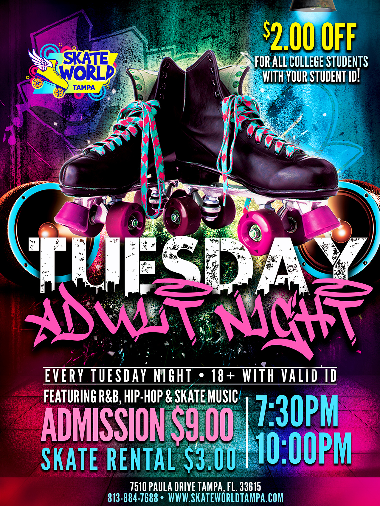 adult night skating at skate world tampa