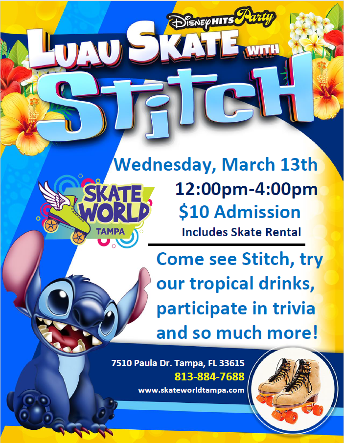 Luau Skate with Stitch at Skate World Tampa
