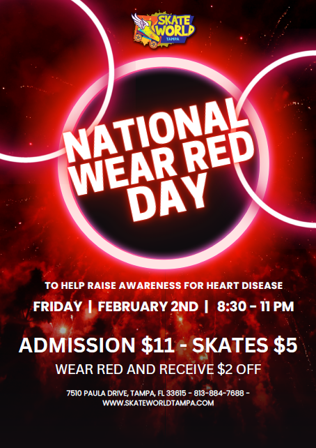 national wear red day skate at skate world tampa