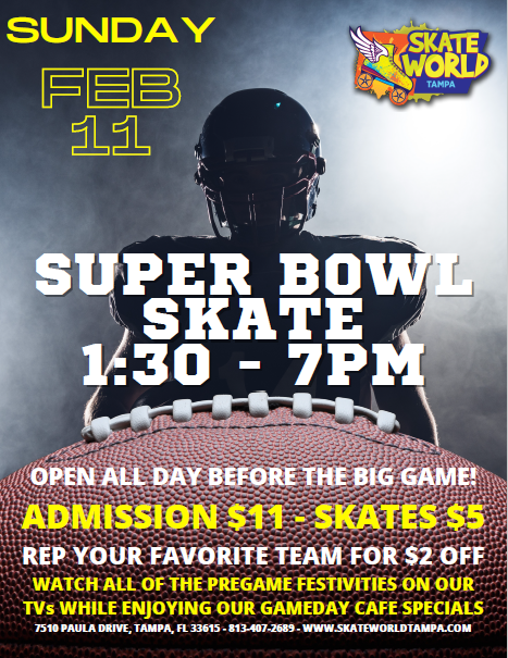super bowl sunday skating at skate world tampa