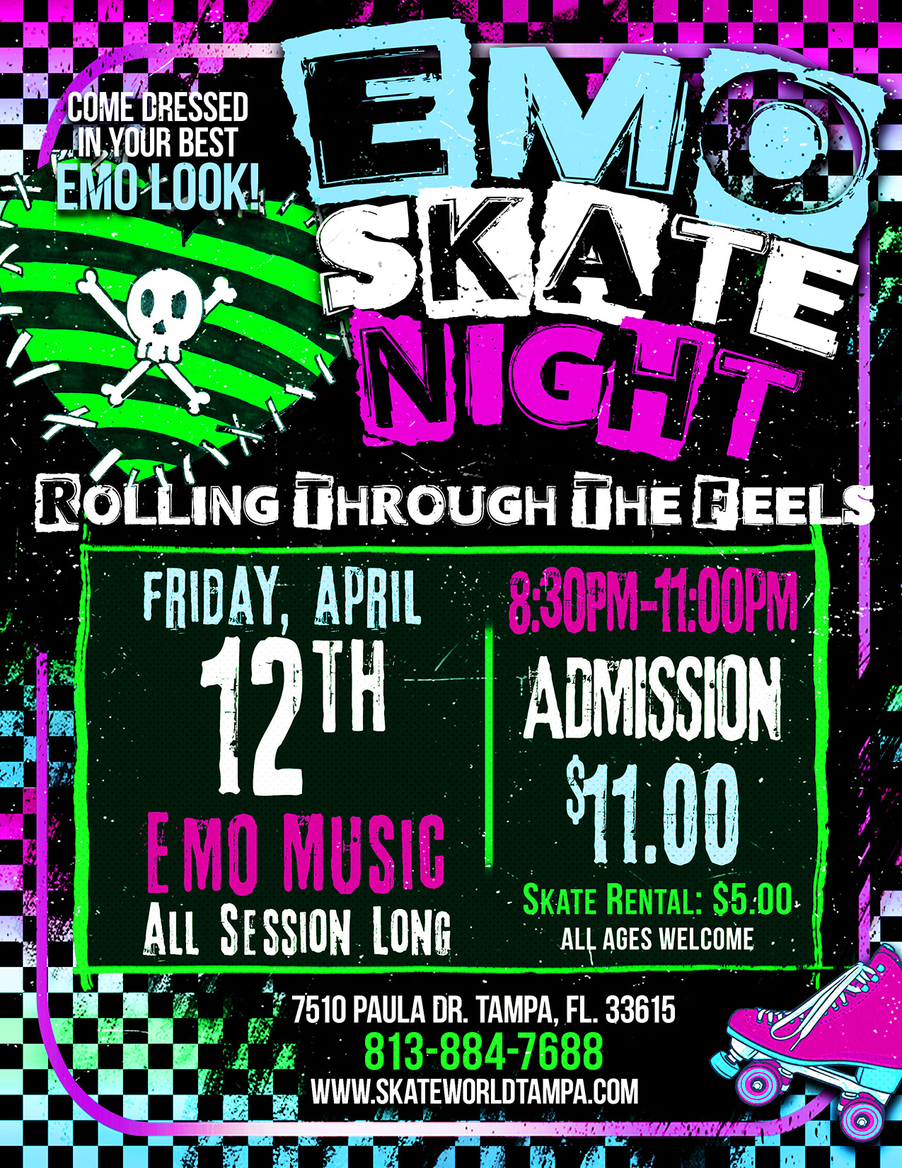 Emo Skate Night at Skateworld Tampa! All ages welcome!