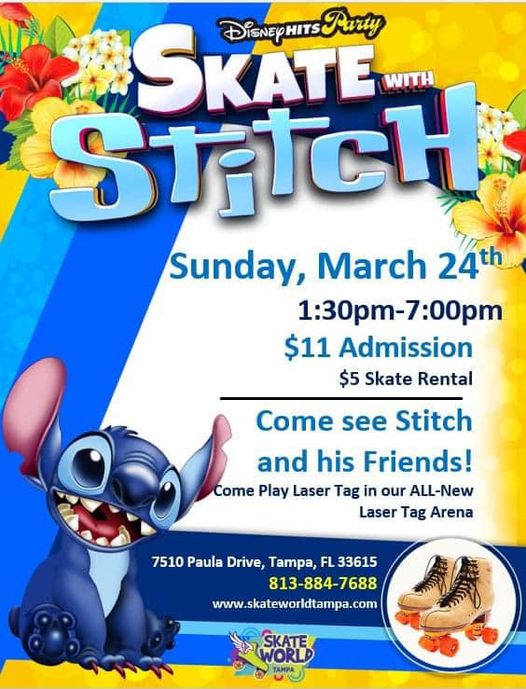 skating with stitch at skateworld tampa!