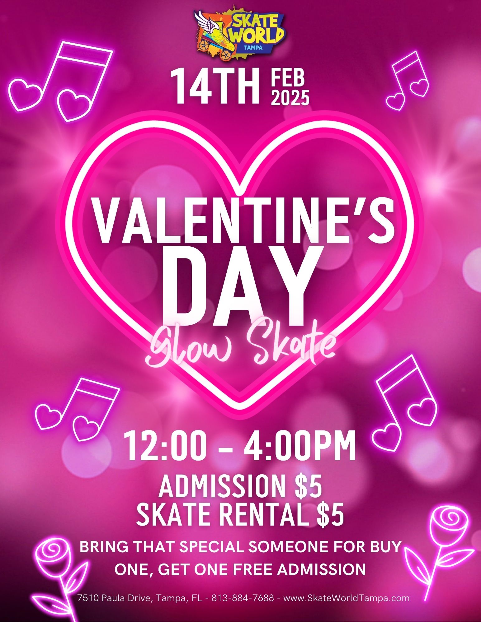 Valentine's Glow Skate at Skateworld Tampa