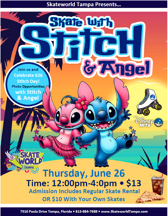 Stitch and Angel Skate at Skateworld Tampa