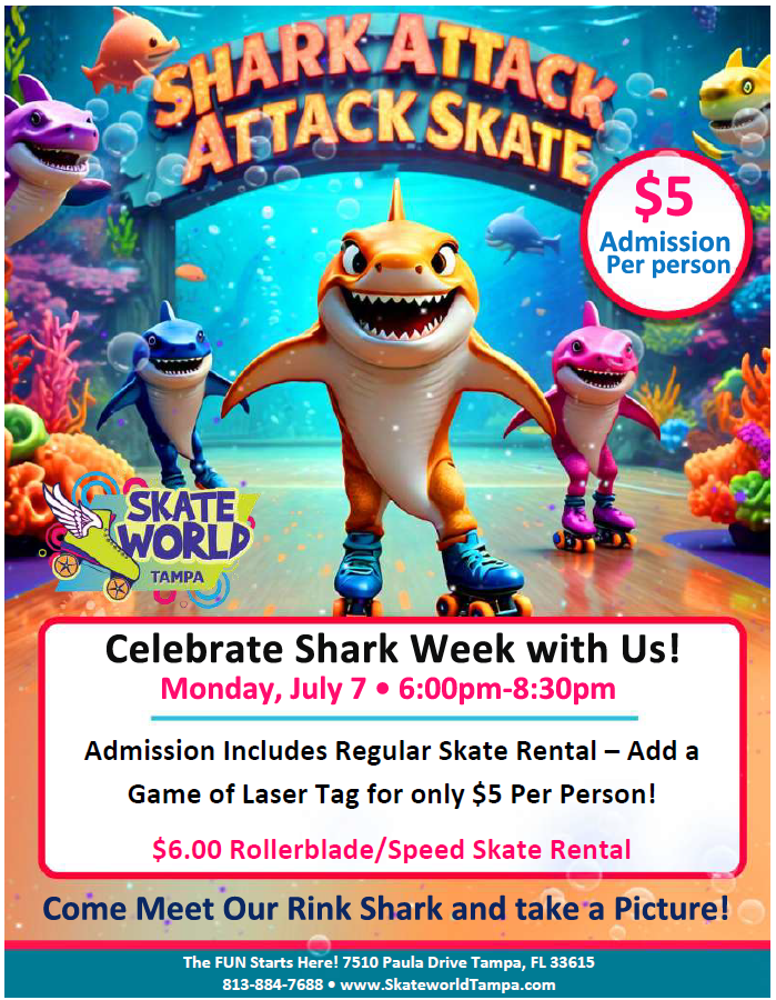 Shark Attack Skate and laser tag at skateworld Tampa