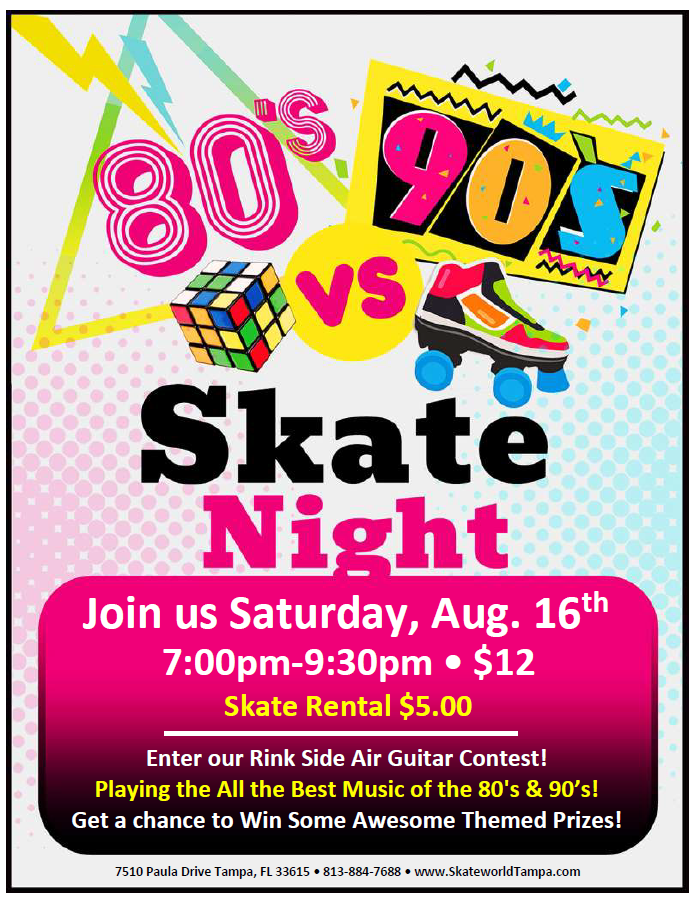 80's vs 90's skating and laser tag at skateworld tampa