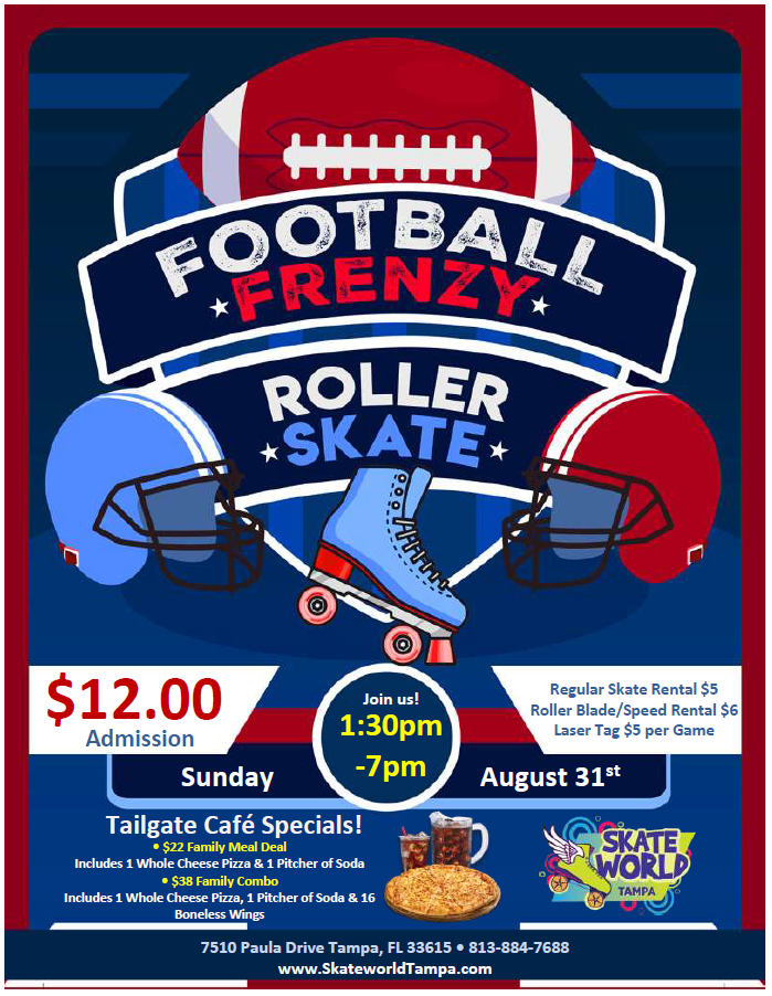 Football Frenzy Skating and laser tag at skateworld tampa