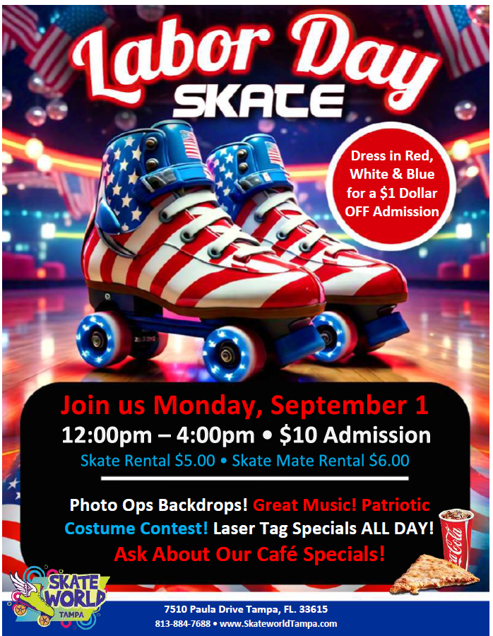 Labor Day Skating and Laser Tag at Skateworld Tampa