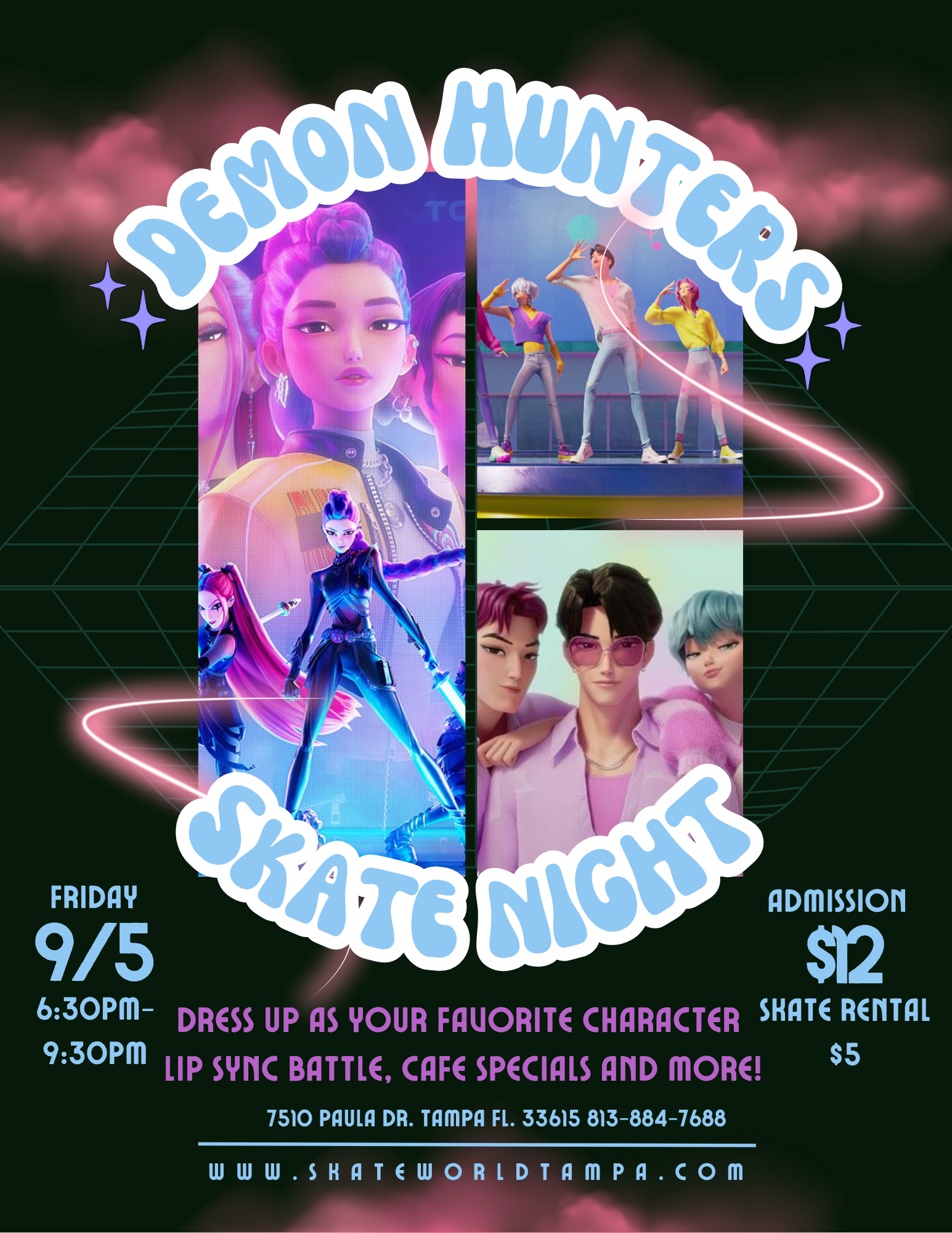 Demon Hunters Kpop Skating and Laser Tag at Skateworld Tampa