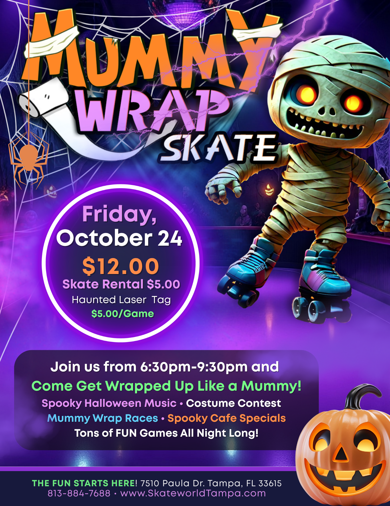 Mummy Wrap Skating and Laser Tag at Skateworld Tampa