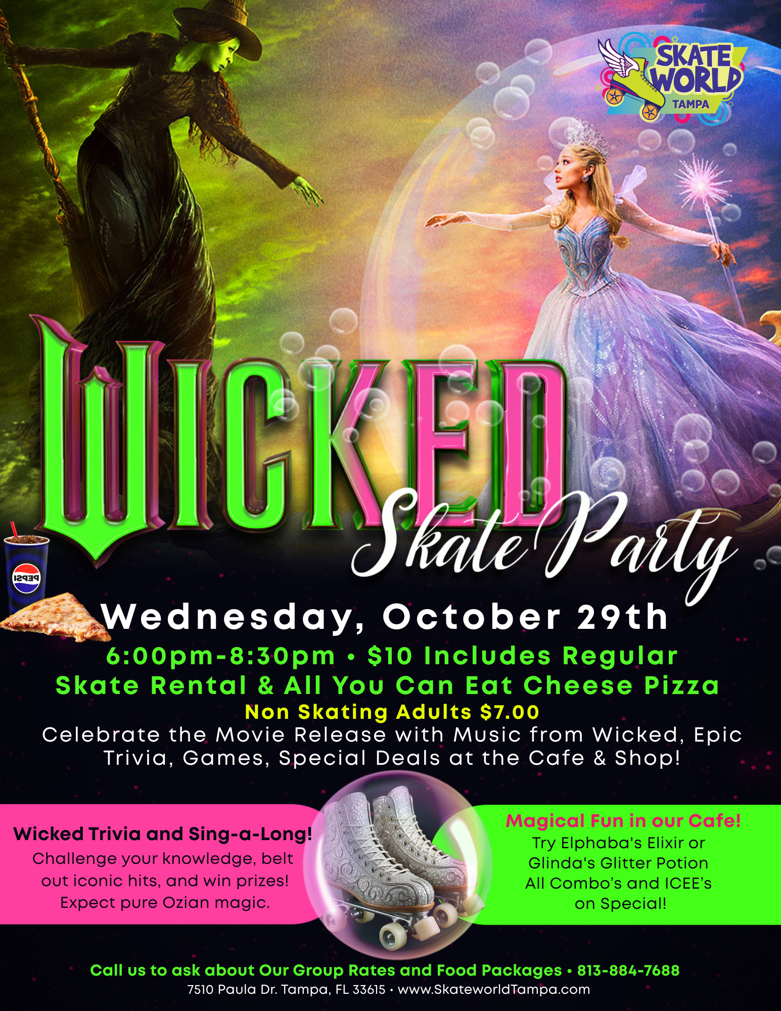 Wicked All You Can Eat Cheese Pizza Skating and Laser Tag at Skateworld Tampa