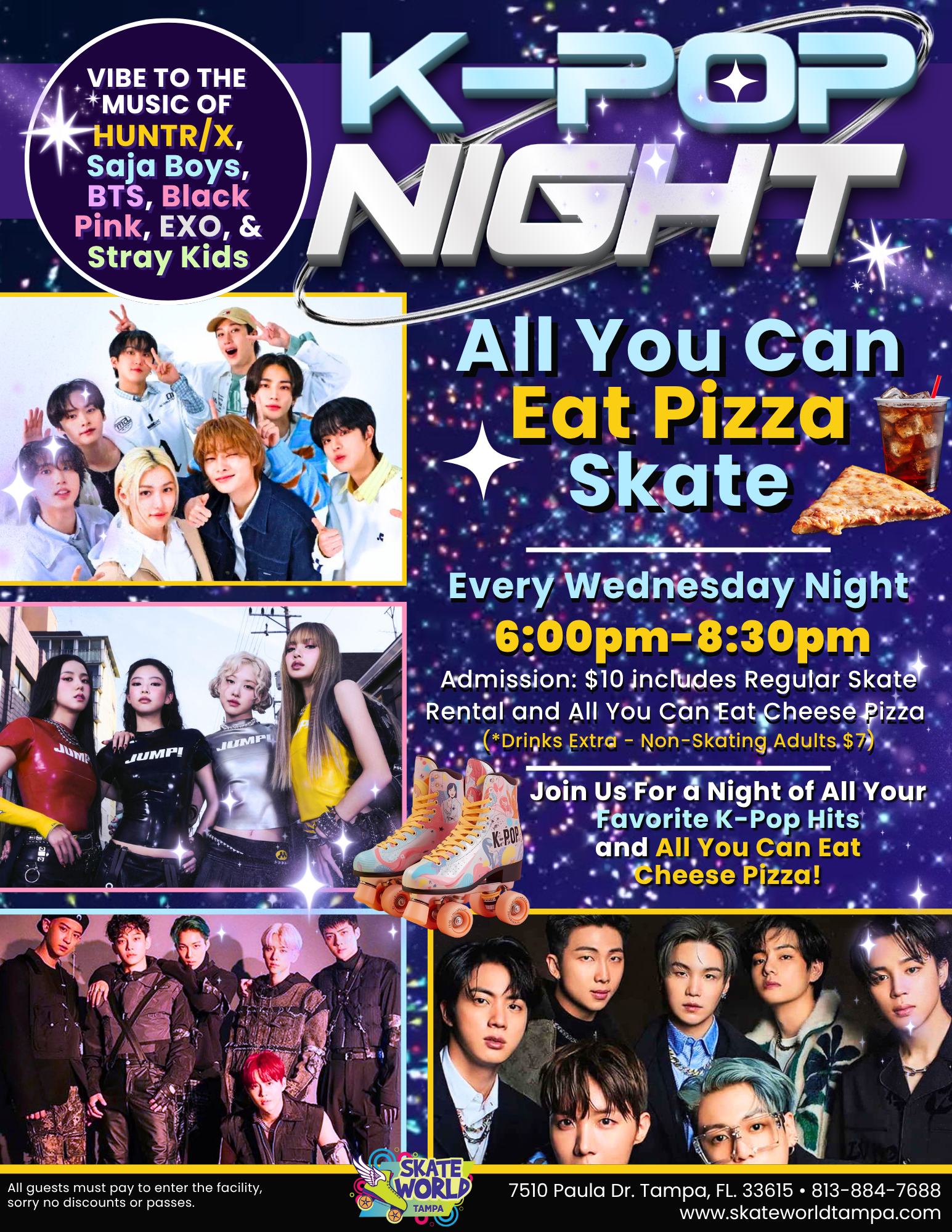 K-Pop Pizza Party Skate Night at Skateworld Tampa