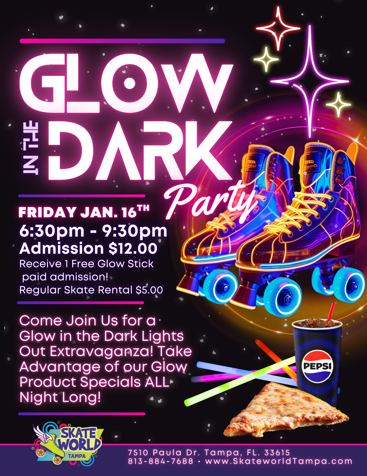 Glow Skate Party Skating and Laser Tag at Skateworld Tampa
