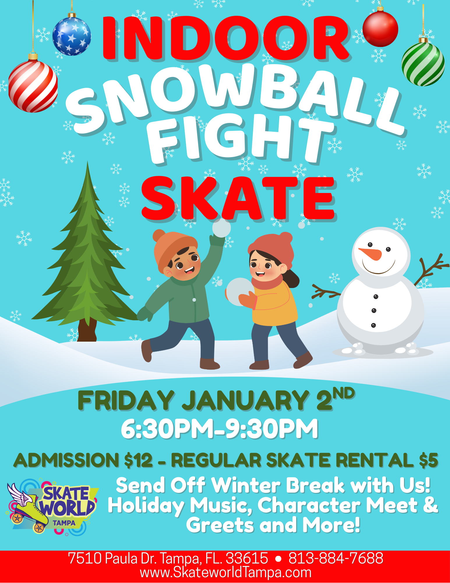 Indoor Snow Ball Fighting and Skating at Skateworld Tampa