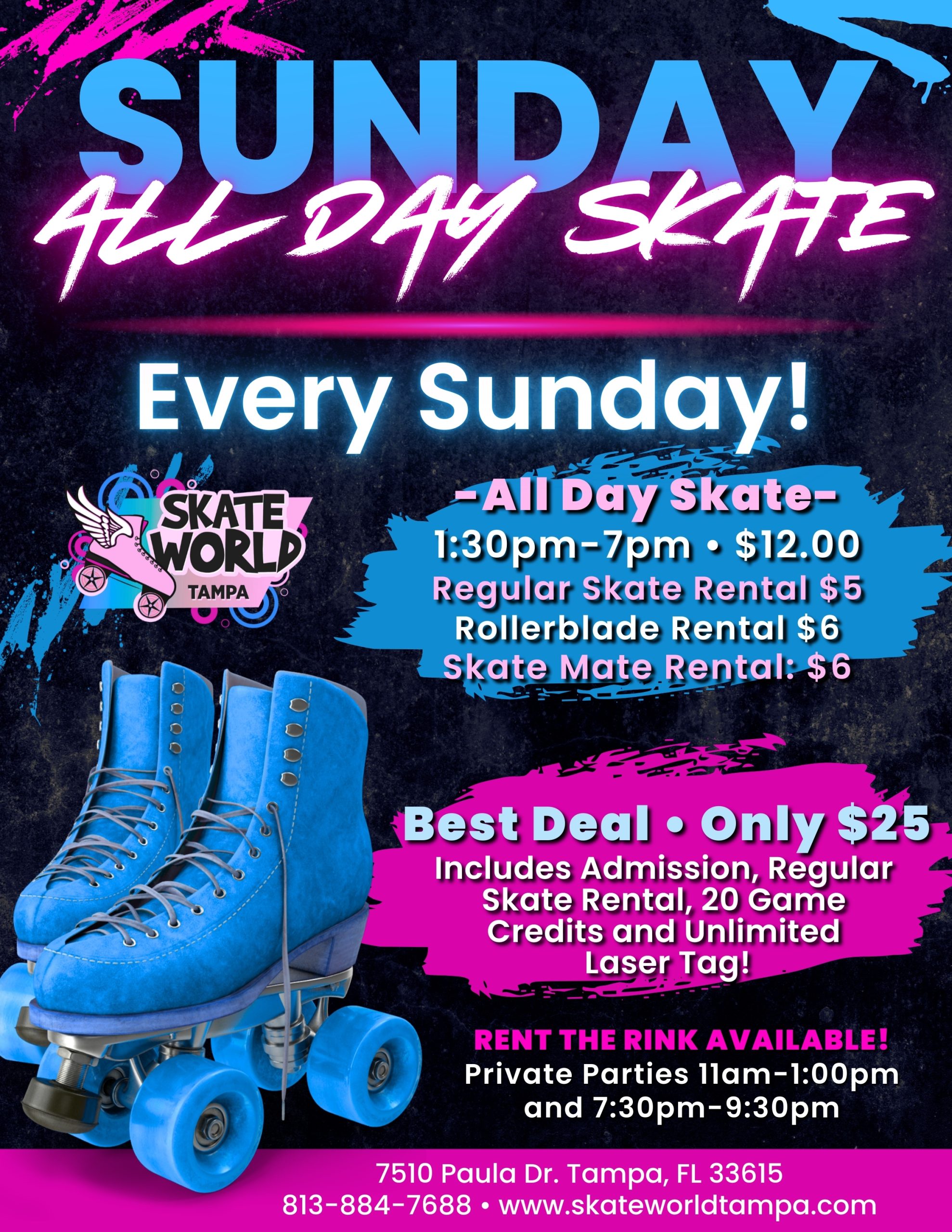 All Day Skating, Laser Tag, Arcade, and Birthday Parties at Skateworld Tampa