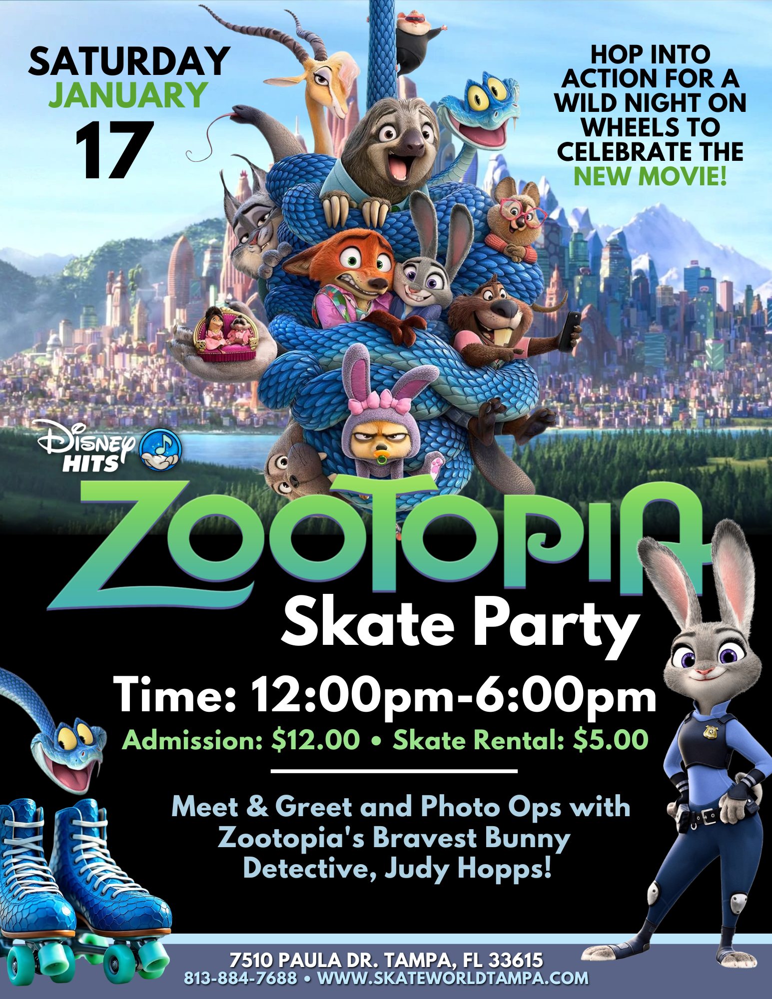 Zootopia 2 Skate Party at Skateworld Tampa