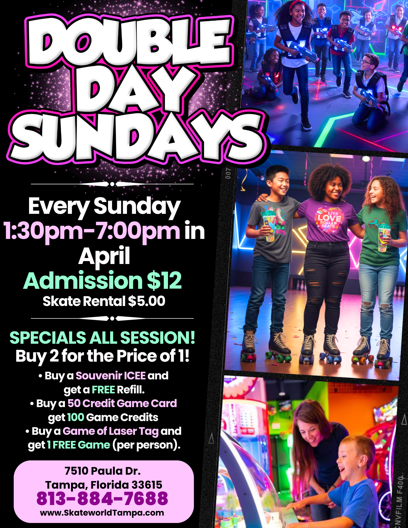 Double Day Sunday Skating at Skateworld Tampa in April