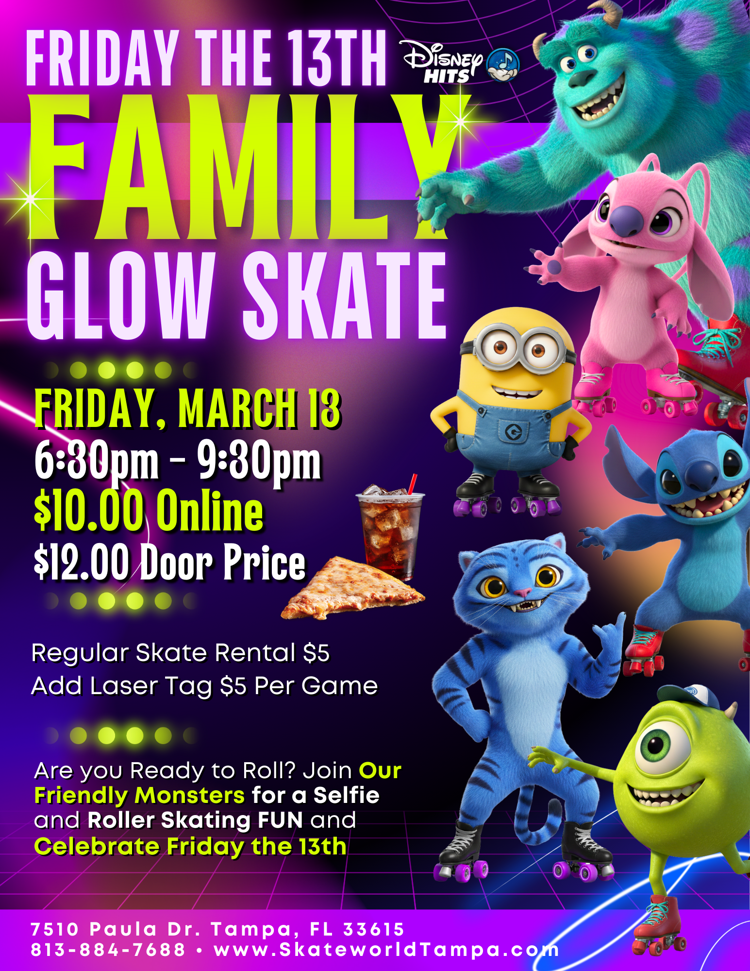 Friday the 13th Family Glow Skating and Laser Tag at Skateworld Tampa