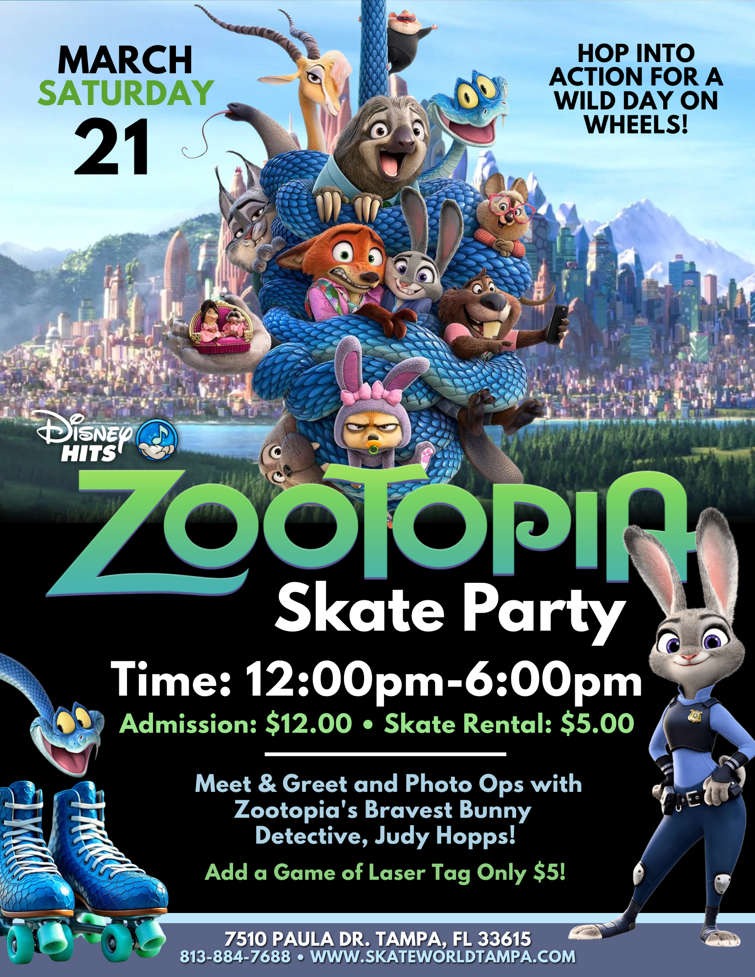 Zootopia Skating at Skateworld Tampa, Meet and Greet with Judy Hopps!