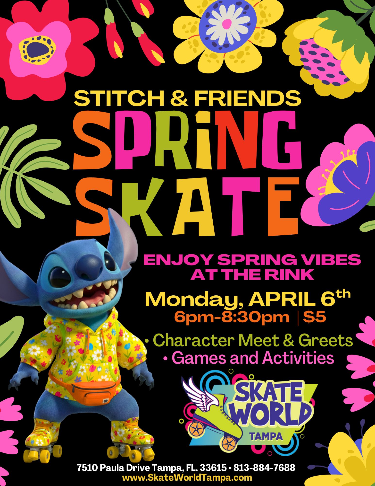 Stitch and Friends Spring Skating at Skateworld Tampa