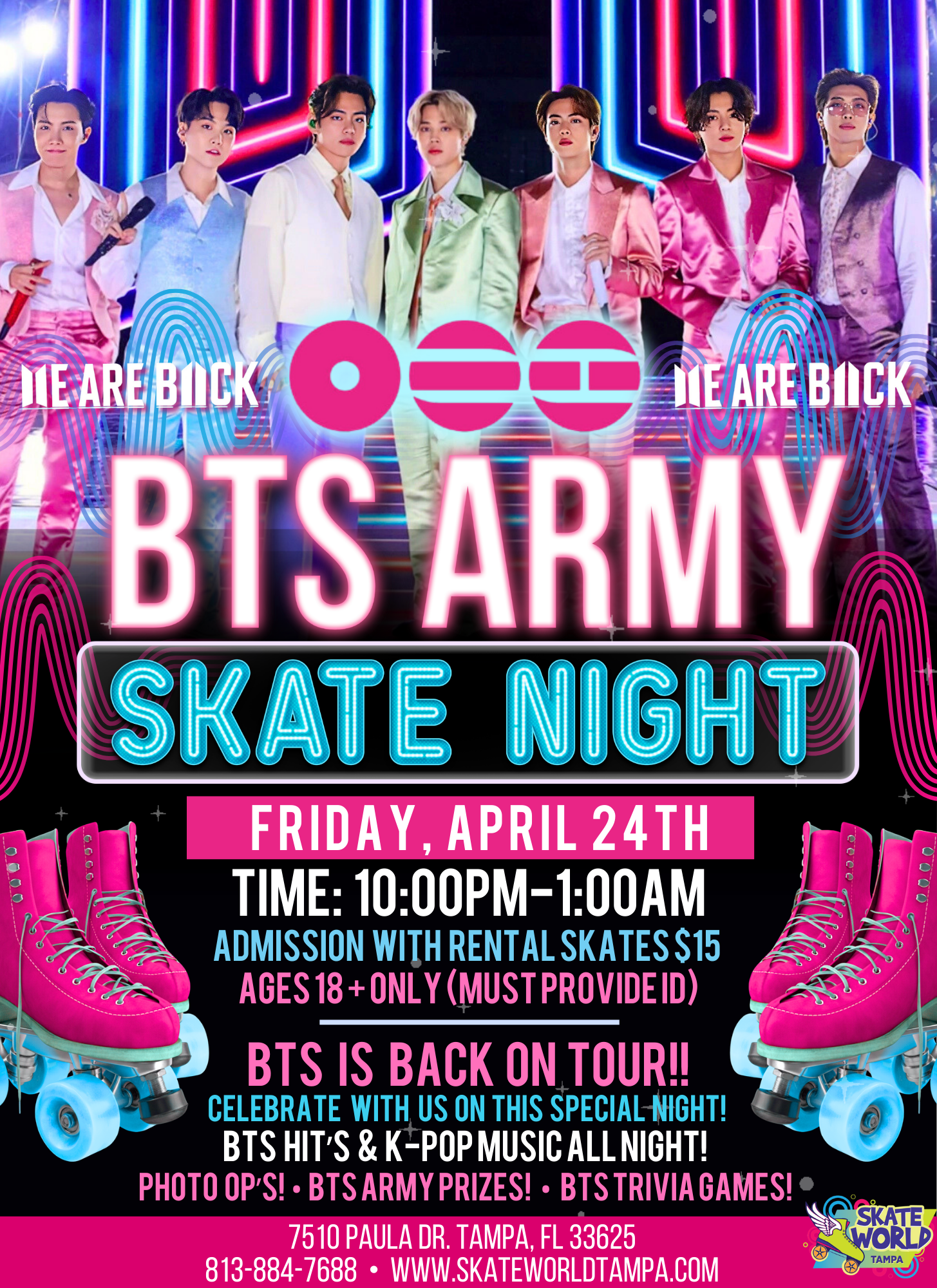 BTS Adult Skate Night at Skateworld Tampa