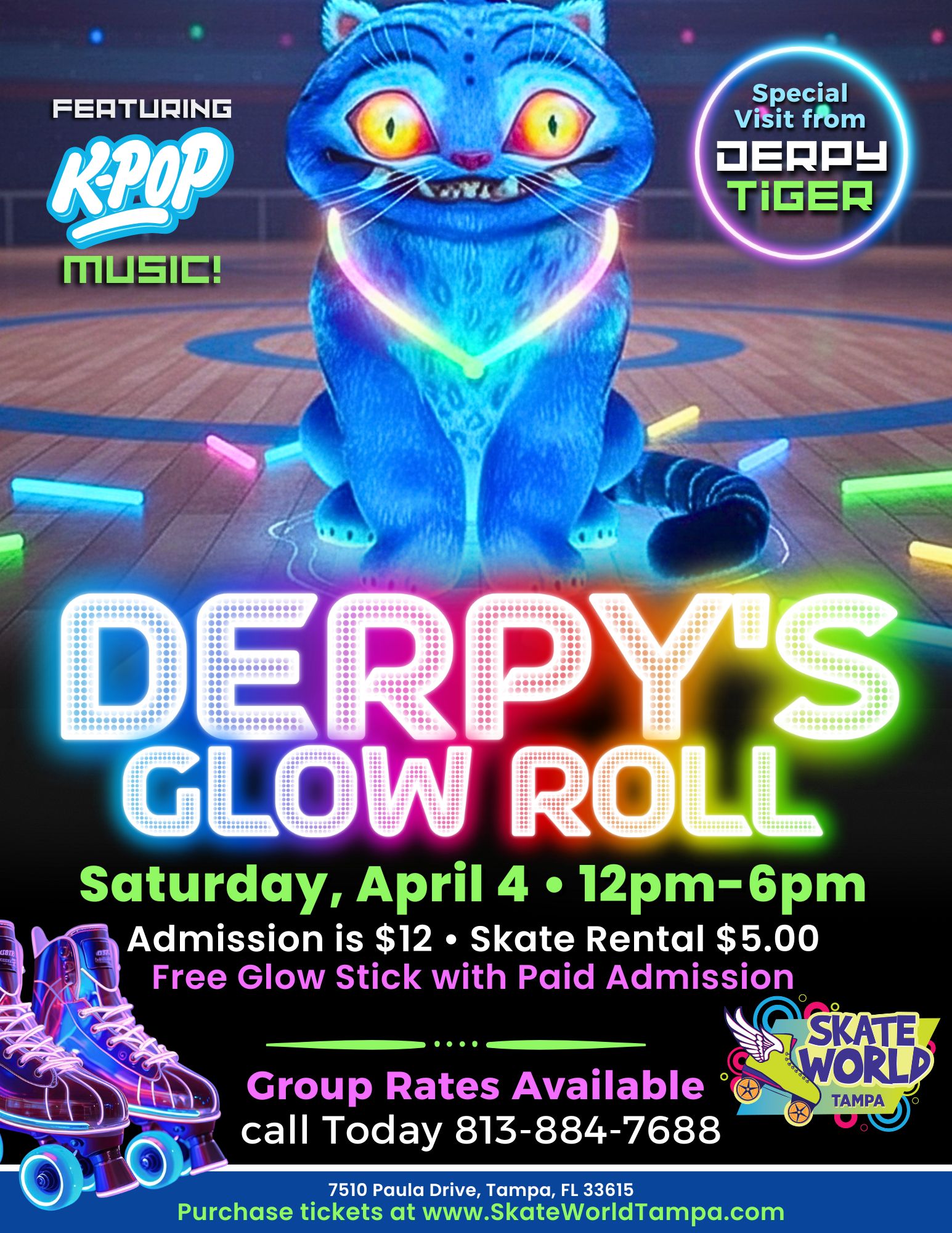Derpy's Glow Roll Skating, Games and Laser Tag at Skateworld Tampa