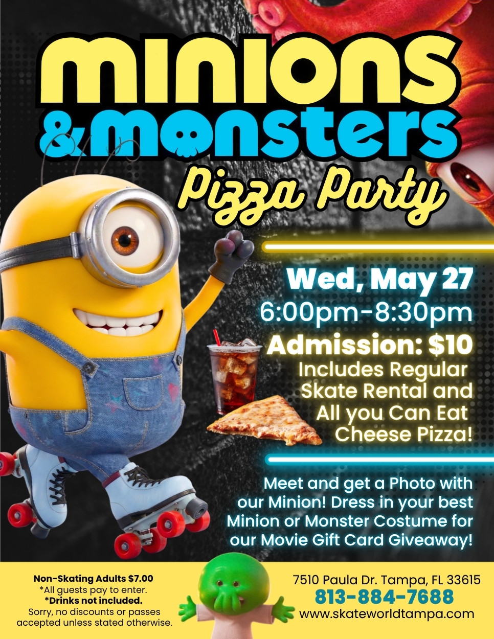 Minions and Monsters Pizza Party and Skating at Skateworld Tampa