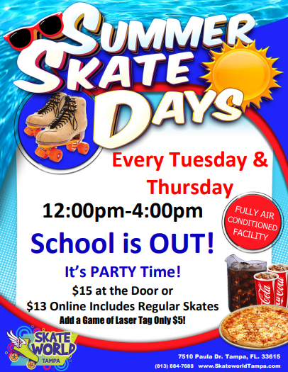 Summer Skate Days Skating arcade and laser tag at Skateworld Tampa!