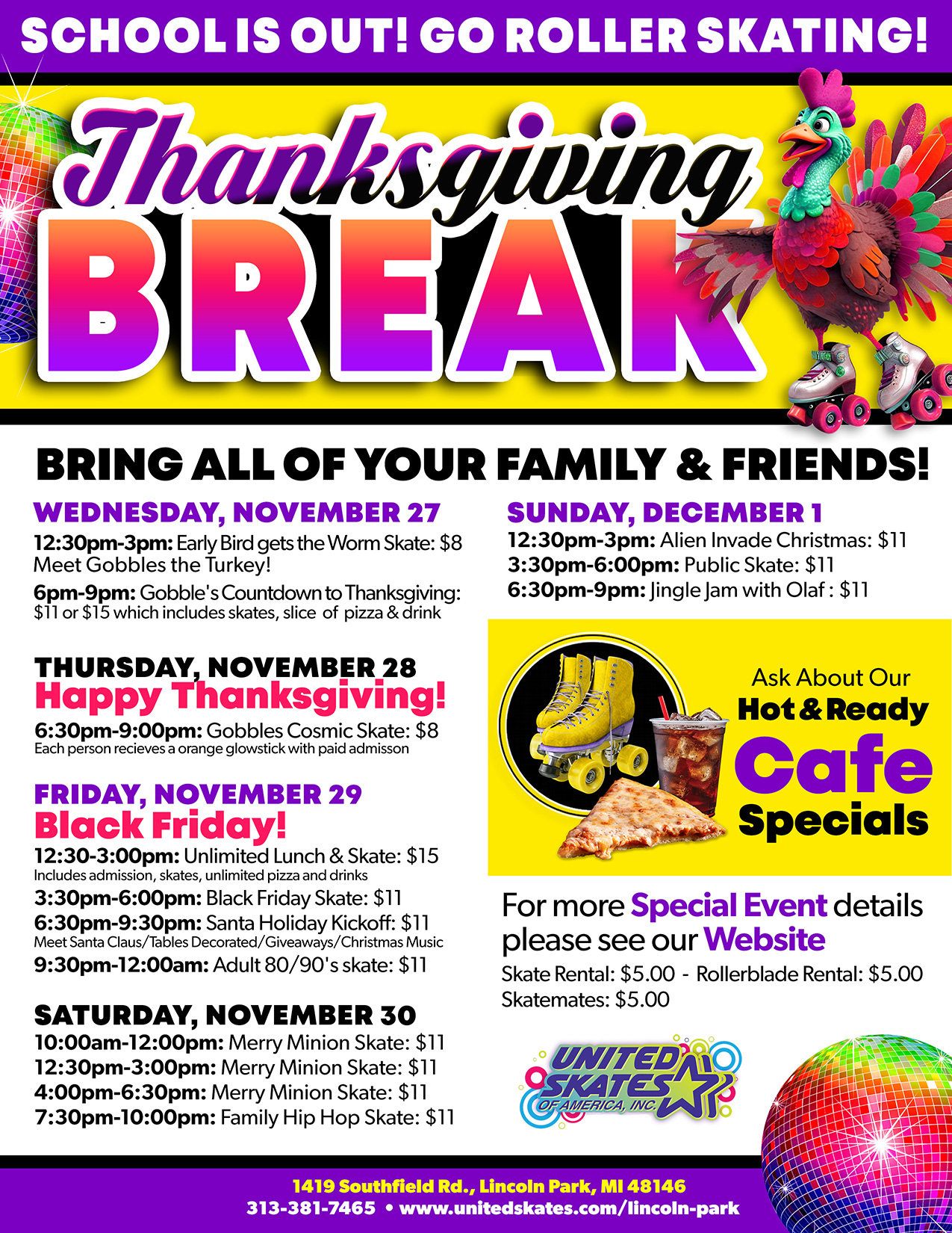 United Skates Lincoln Park Thanksgiving Break 2024