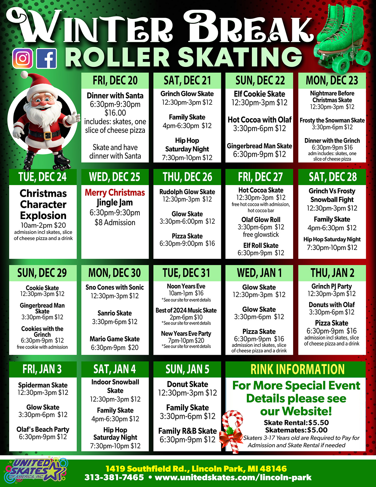 United Skates Lincoln Park Winter Break 2024