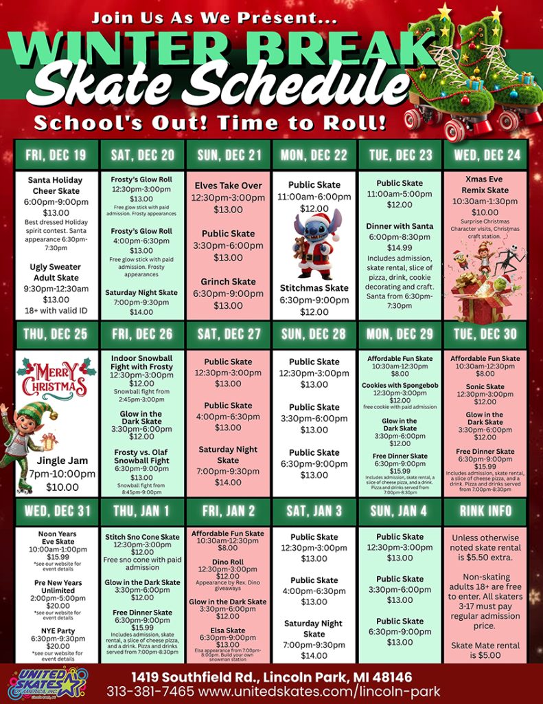 Winter Break 2025 United Skates Lincoln Park