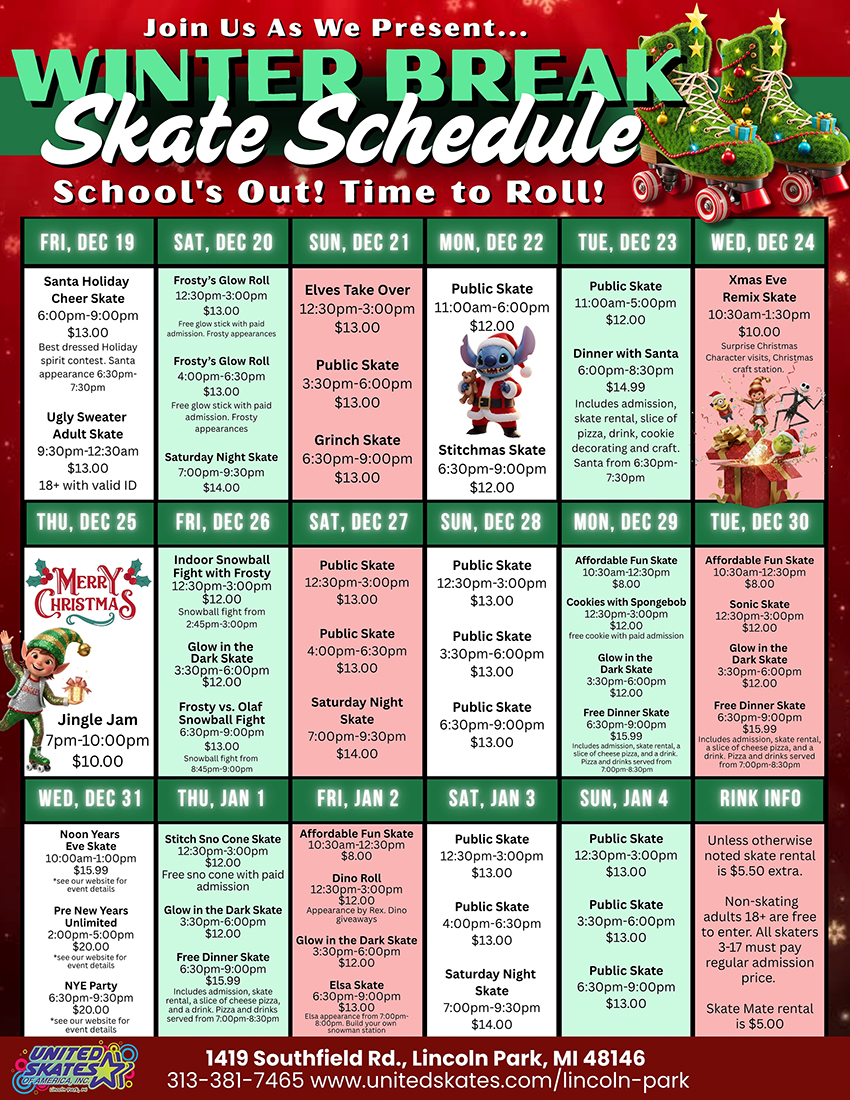 Winter Break 2025 United Skates Lincoln Park